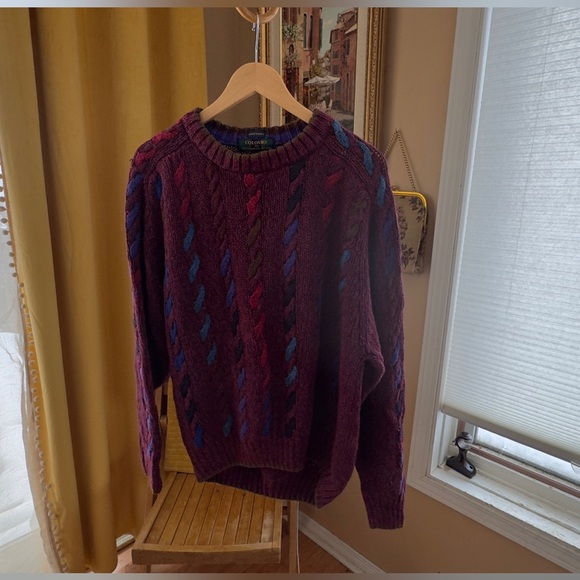 Vintage Linen/Cotton Blend Cable Knit Crewneck Men’s Size Large Warm Sweater - Picture 12 of 12